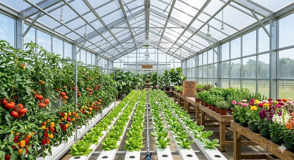 Dunn Right Ranch LLC greenhouse — tomatoes, lettuce, herbs and flowers grown without synthetic chemicals