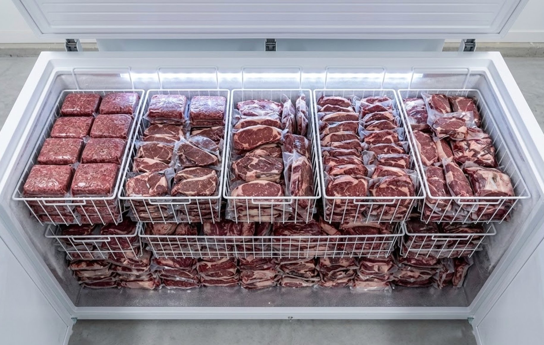 Whole cow share — fully stocked upright freezer